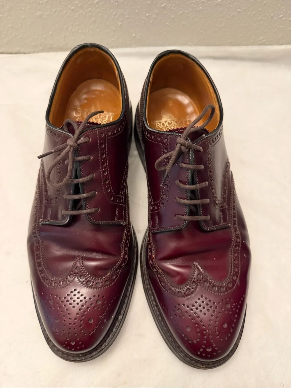 Classic Burgundy Leather Wingtip Oxfords, pre-owned, gently used